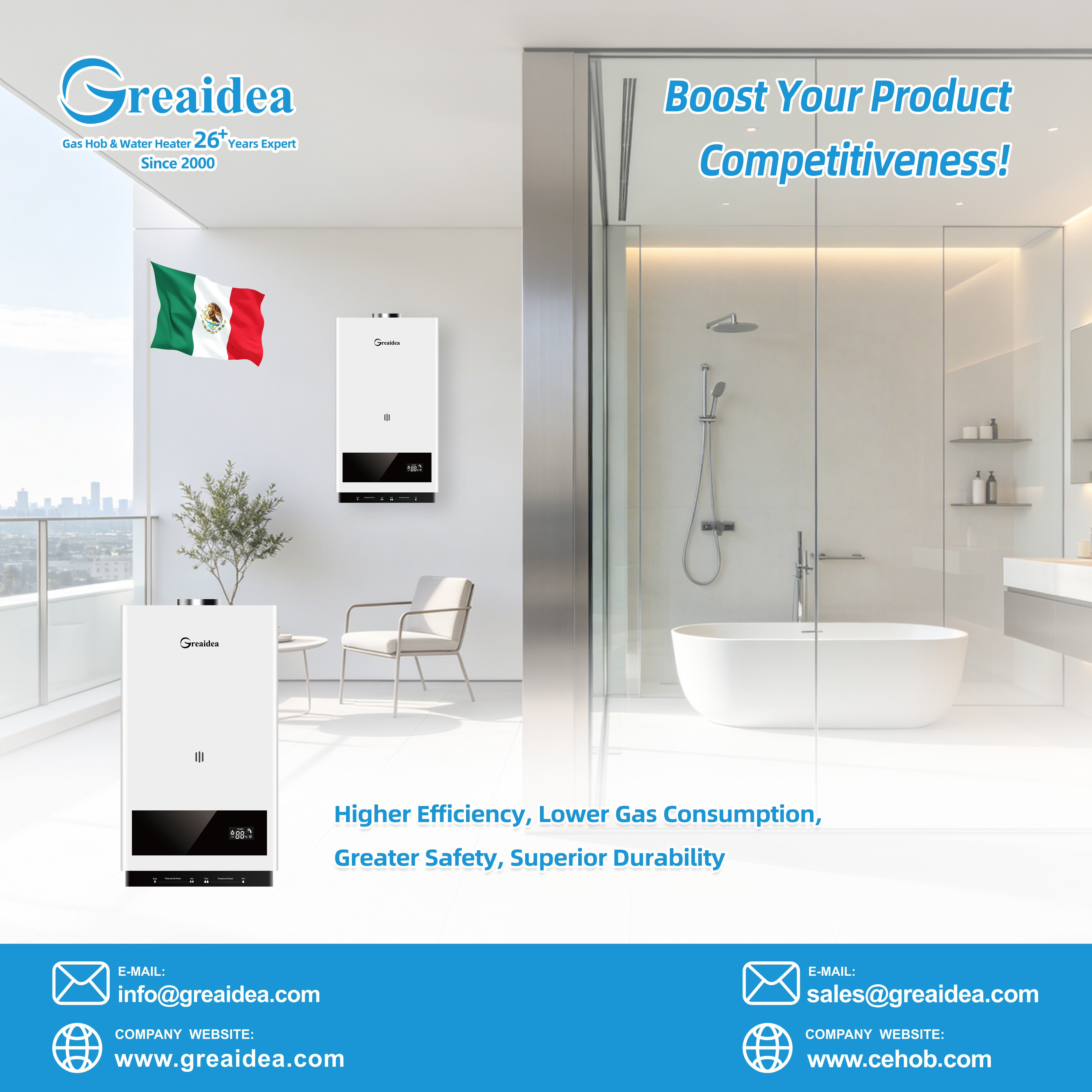 flue gas water heater for mexico