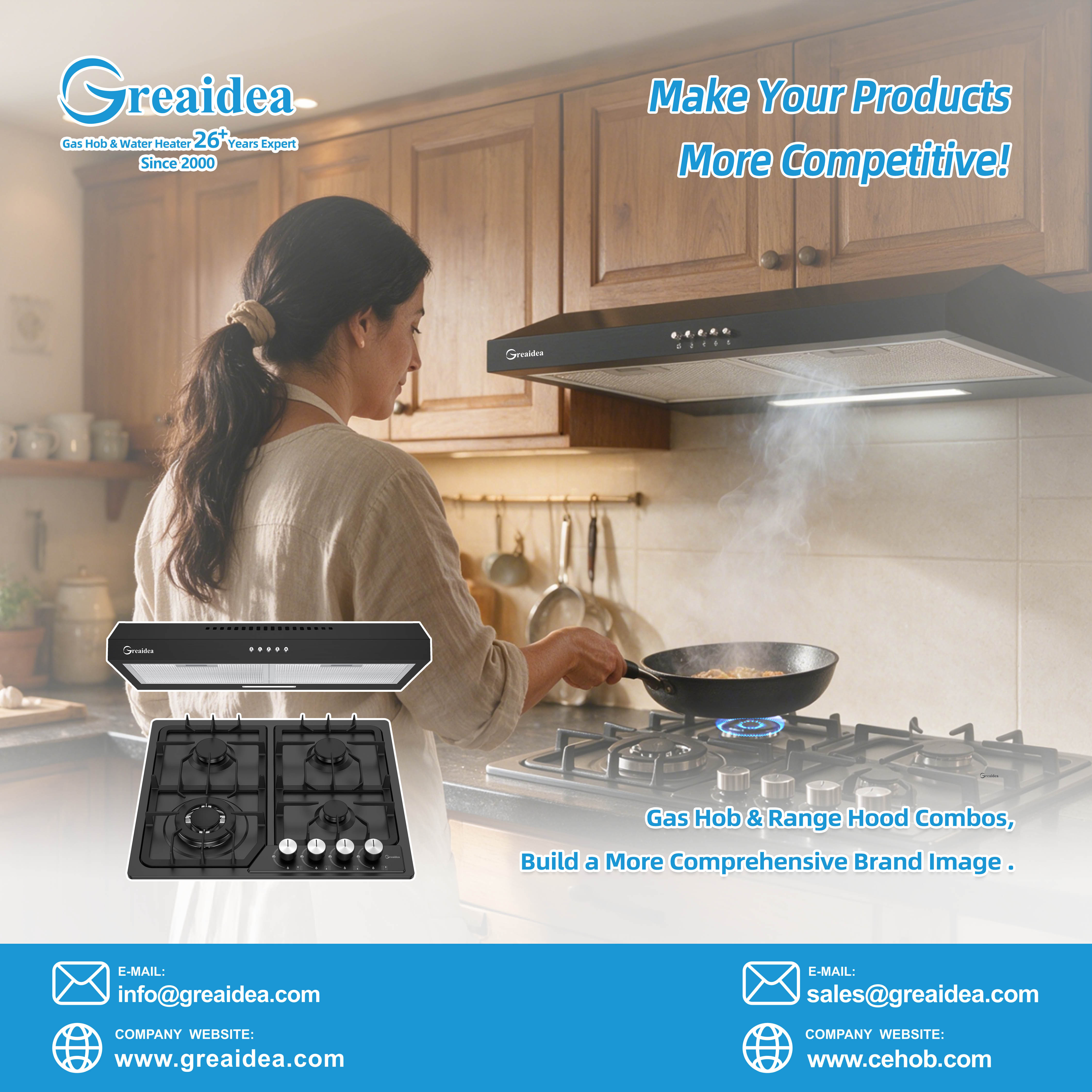gas hob and range hood combo set