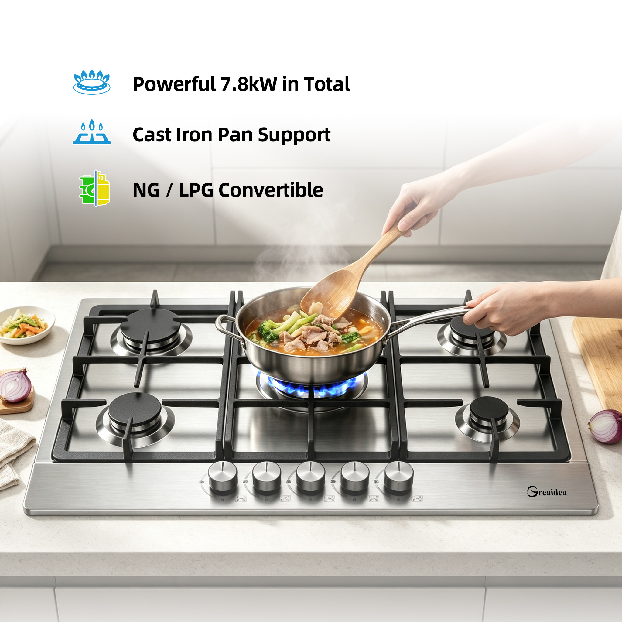 5 burner gas hob