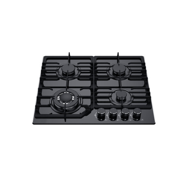 Greaidea's 4 burner glass gas hob with big cast iron pan support.