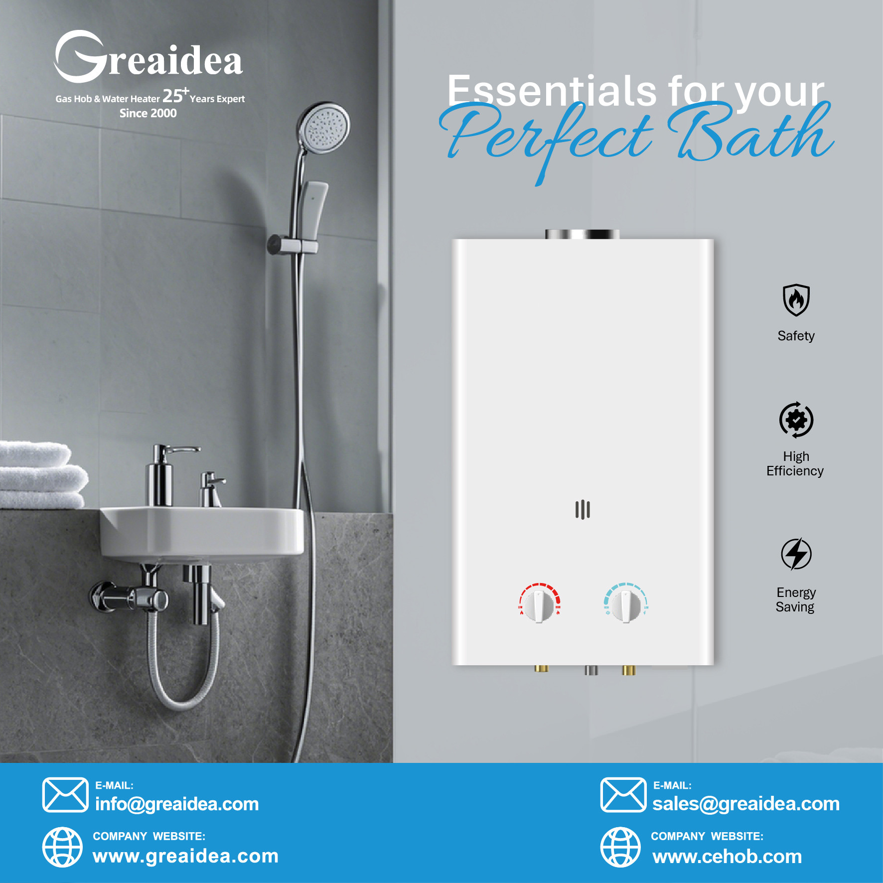 High-efficiency and gas-saving bathroom gas water heater