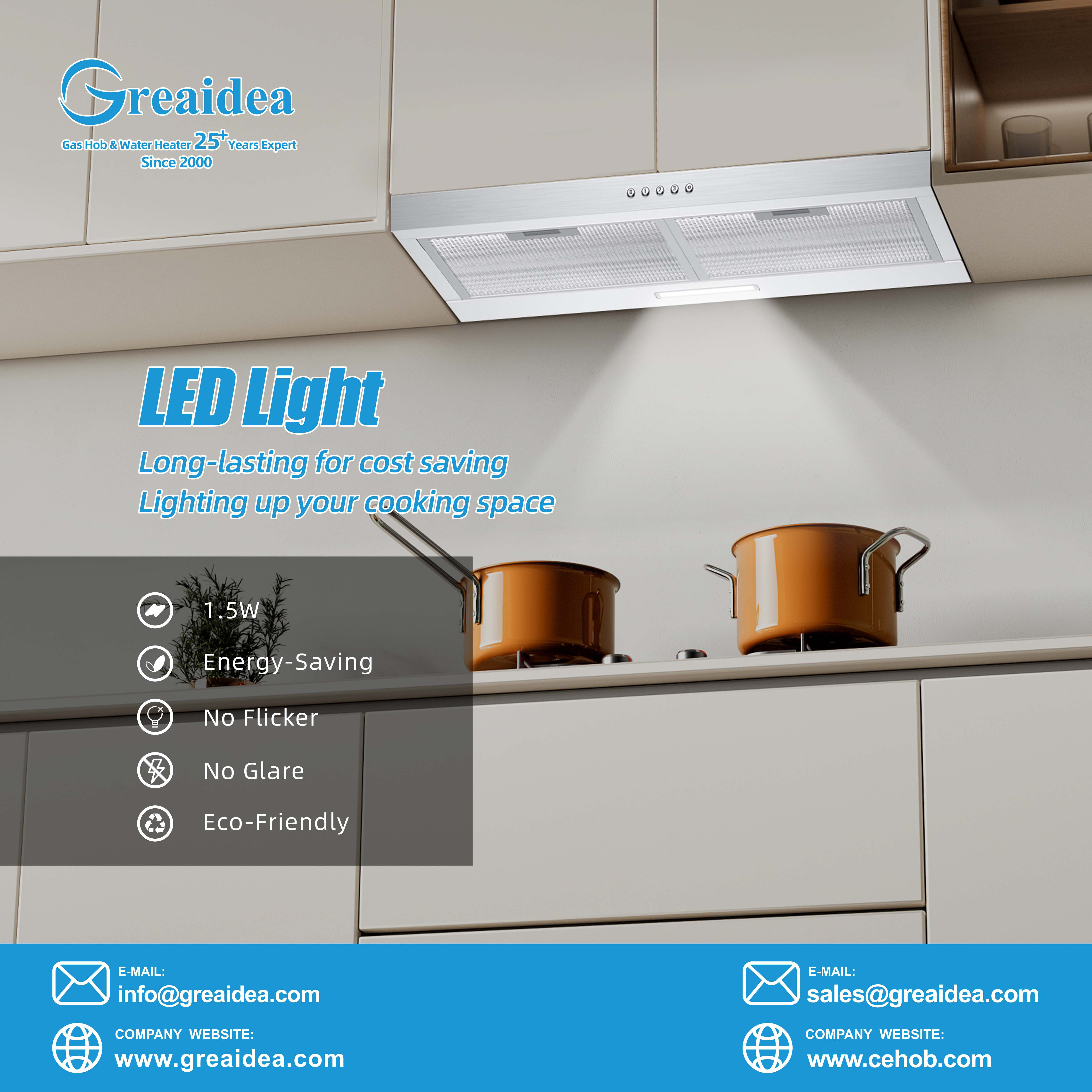  Greaidea's under cabinet range hood with LED light