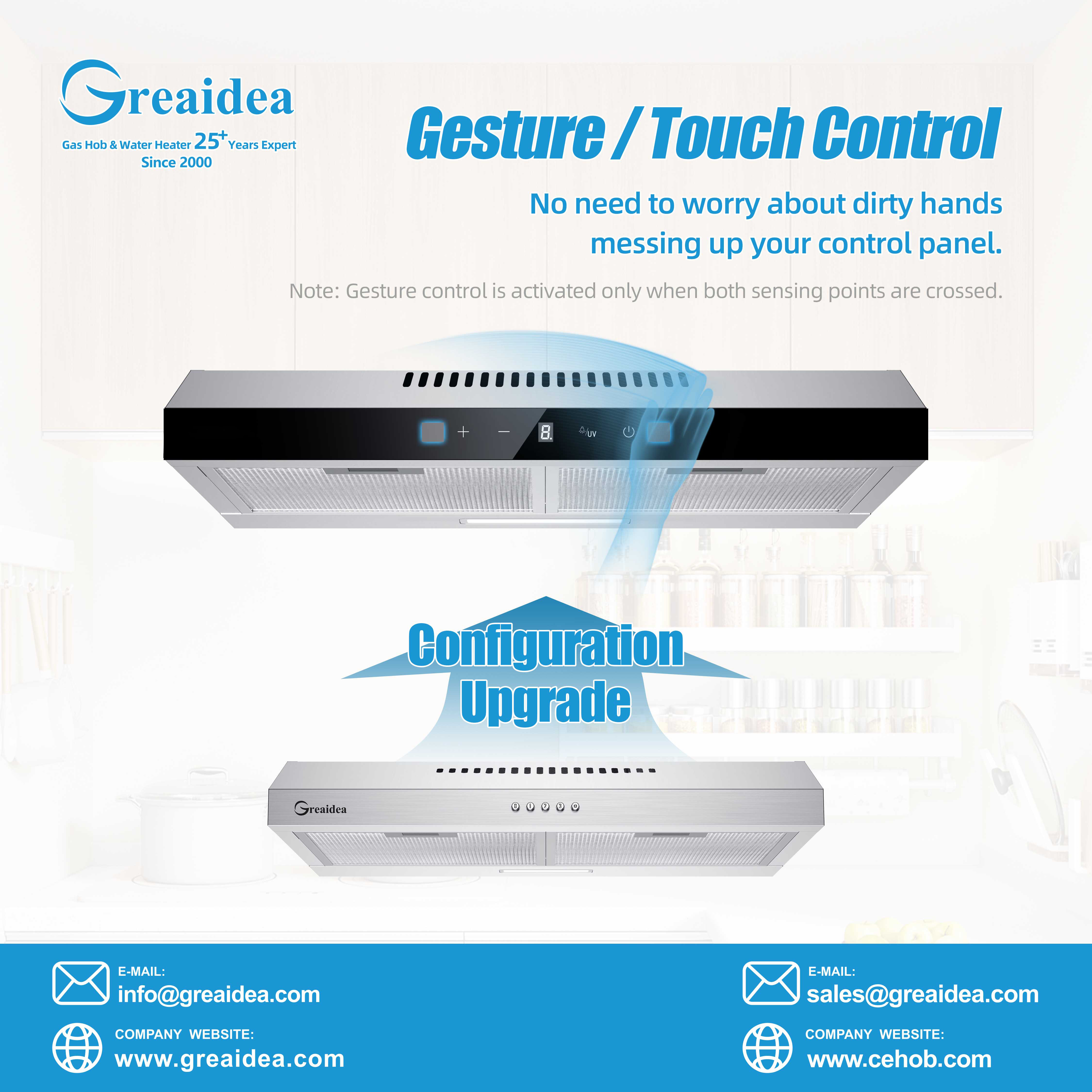 Greaidea's slim range hood with touch control