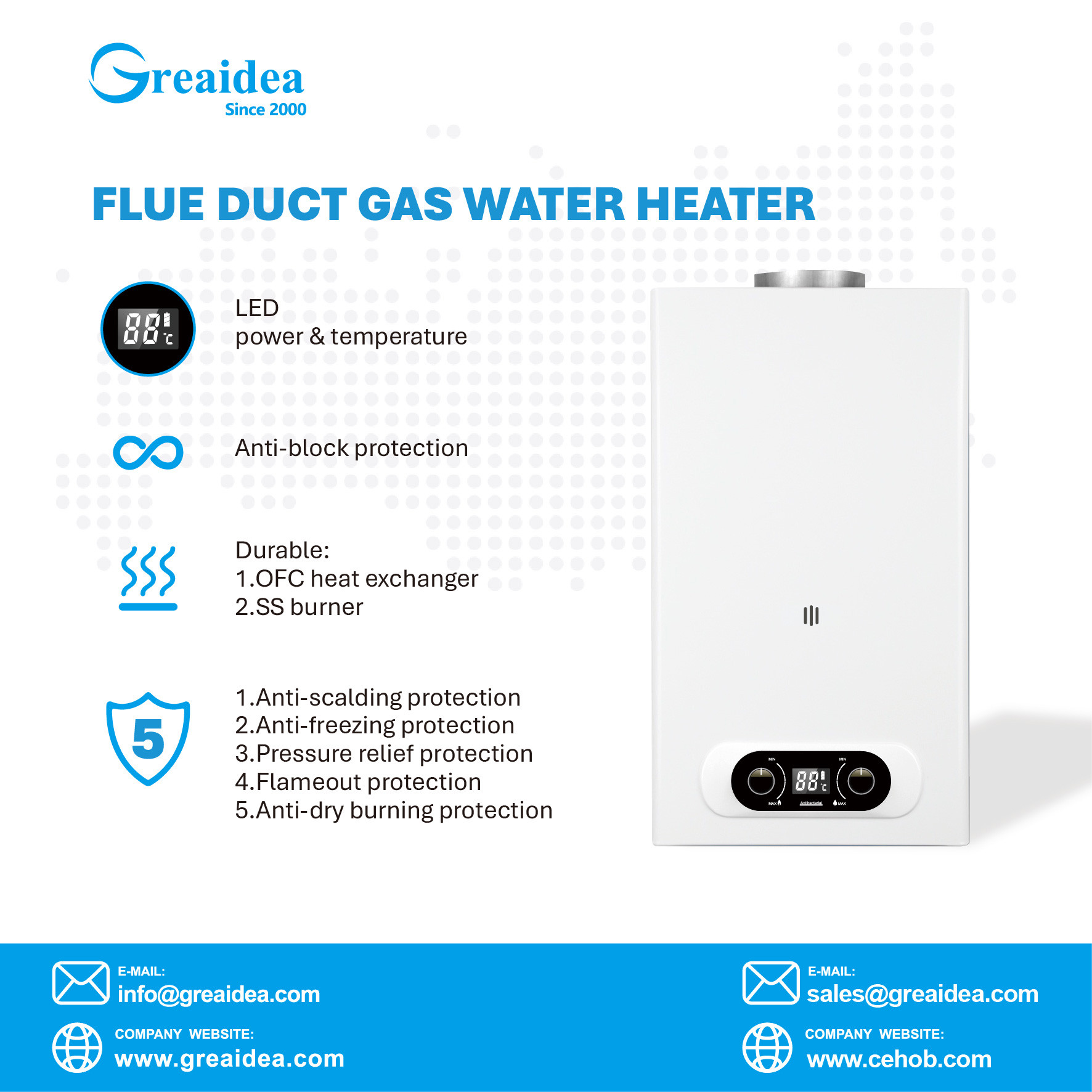 Greaidea's flue duct gas water heater