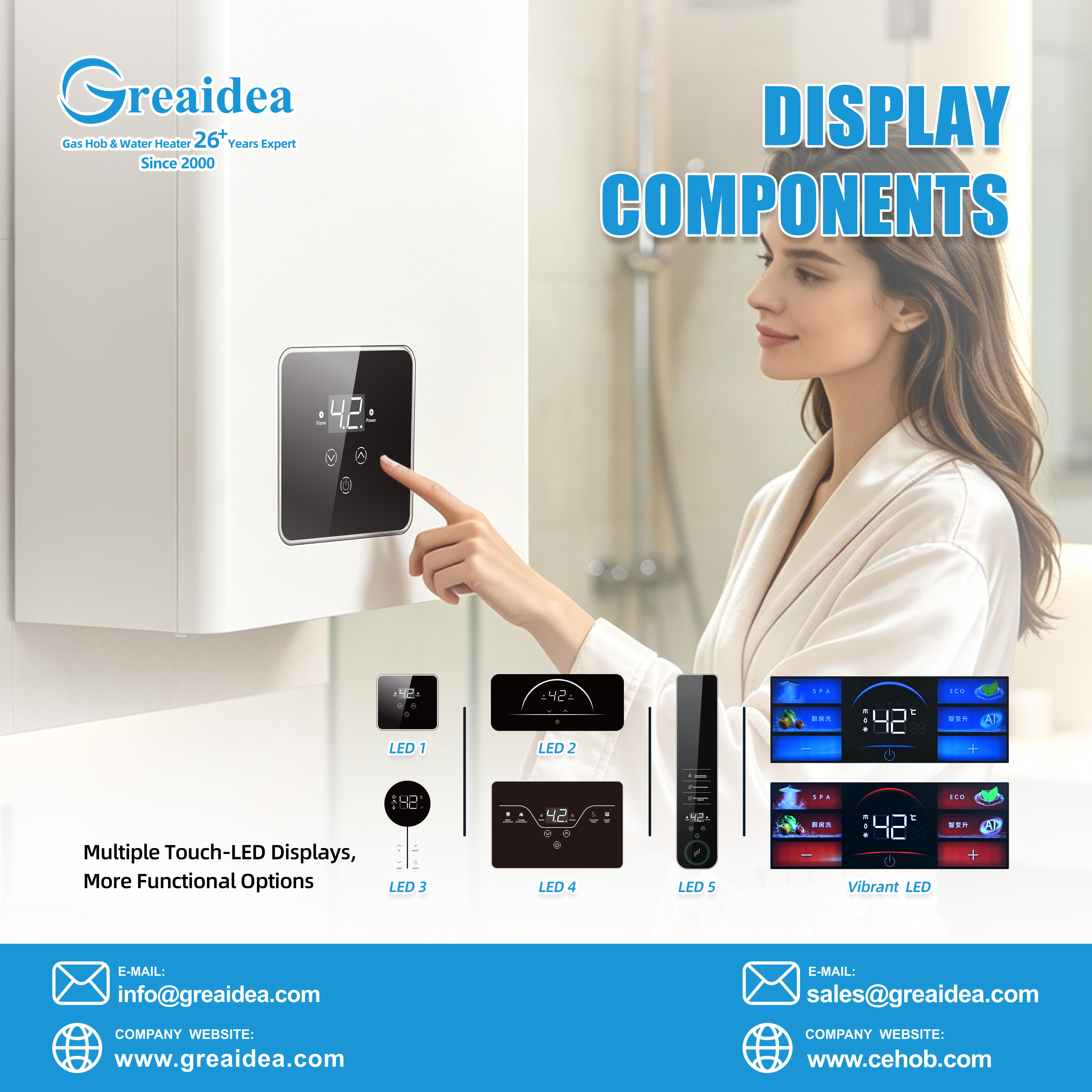 gas water heater display components design