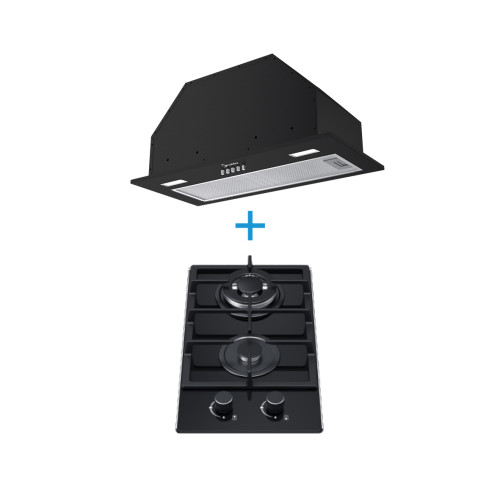 2 Burner Gas Hob & Built In Range Hood Combo B | Compact ODM Kitchen Appliance Set
