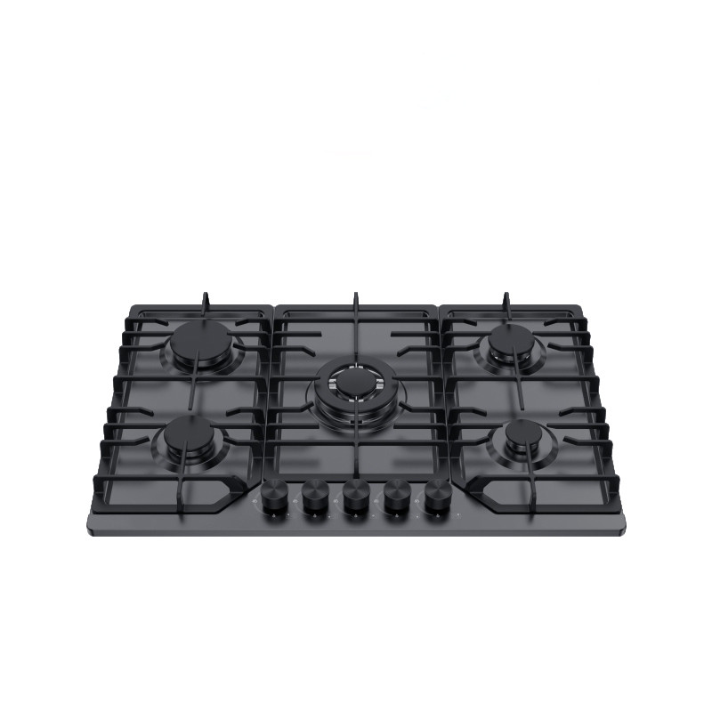 Greaidea's 4 burner Black Nano-Painting gas hob with cast iron pan support.