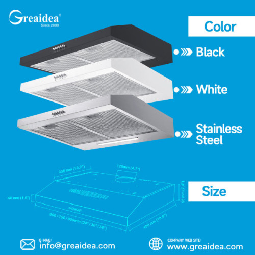 Black/White Slim Exhaust Range Hood MCHS-600B/W