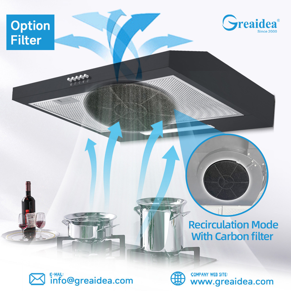 Greaidea's range hood features recirculation mode with carbon filter