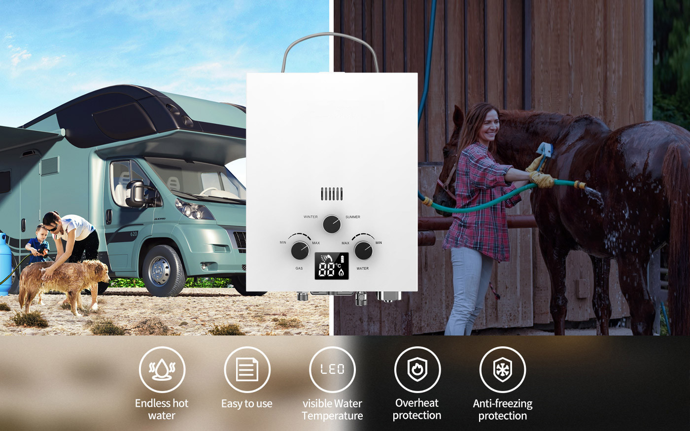 Outdoor Camping Gas Water Heater