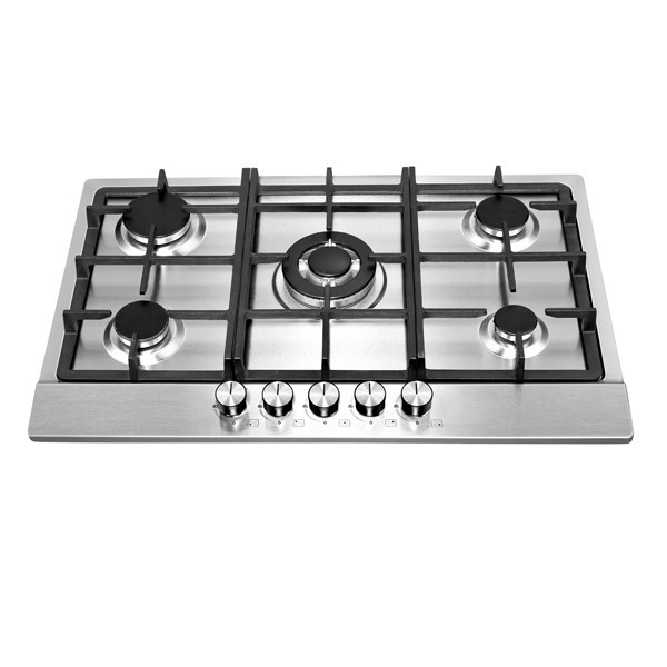 Greaidea's 5 burner stainless steel gas hob features big cast lron pan support