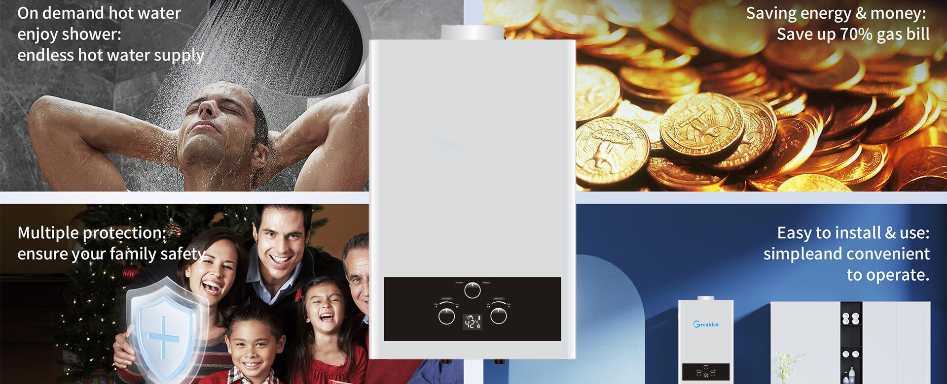 Greaidea's Flue Duct Gas Water Heater