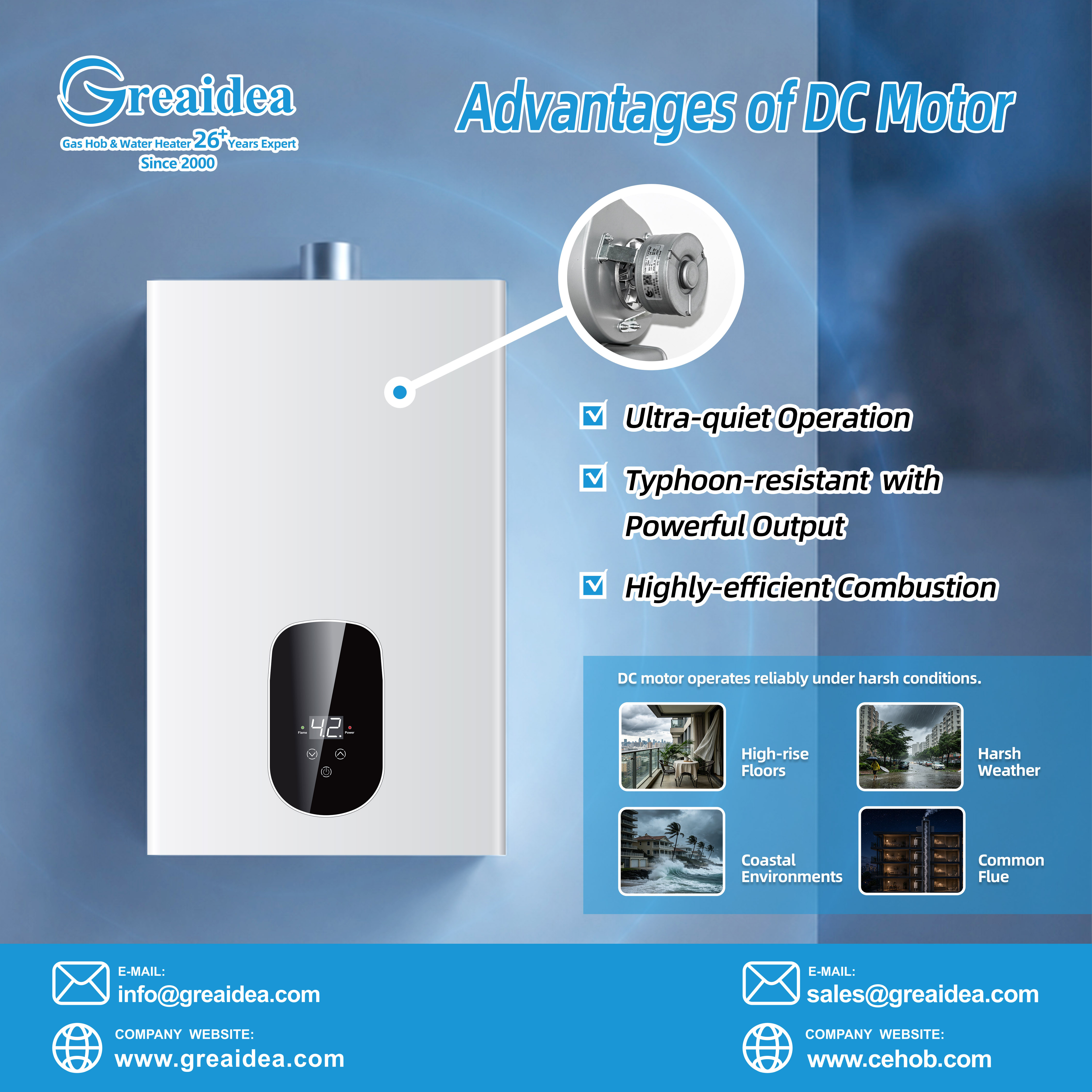 Advantages of DC motor gas water heaters