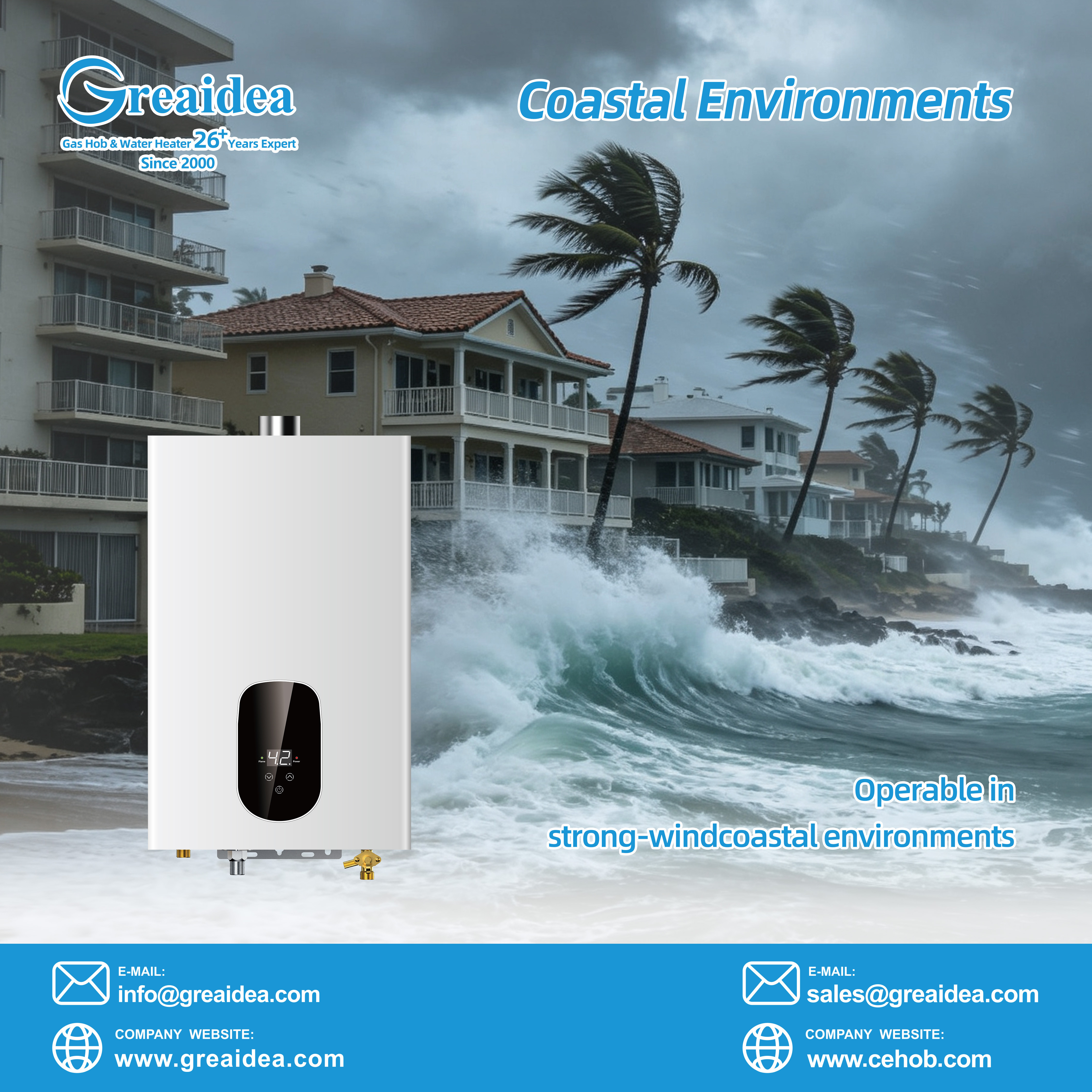 DC motor gas water heaters for high-altitude areas