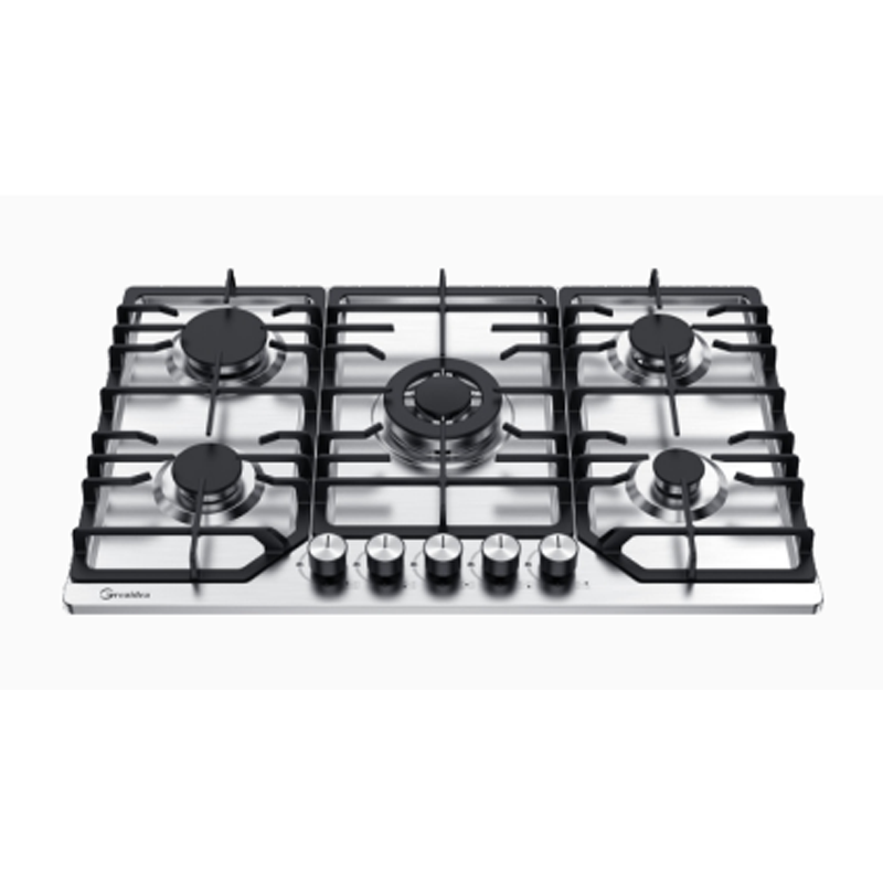 Greaidea's 5 burner stainless steel gas hob features big cast lron pan support.