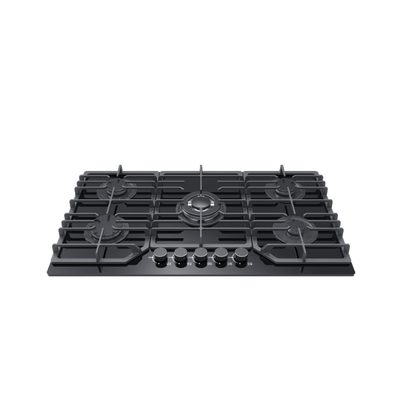 Greaidea's 5 burner glass gas hob with big cast iron pan support.