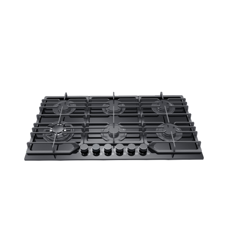 Greaidea's 5 burner glass gas hob with big cast iron pan support.