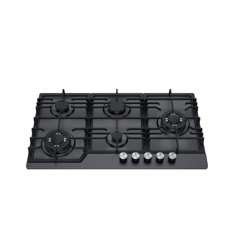 Greaidea's 4 burner Black Nano-Painting gas hob with cast iron pan support.