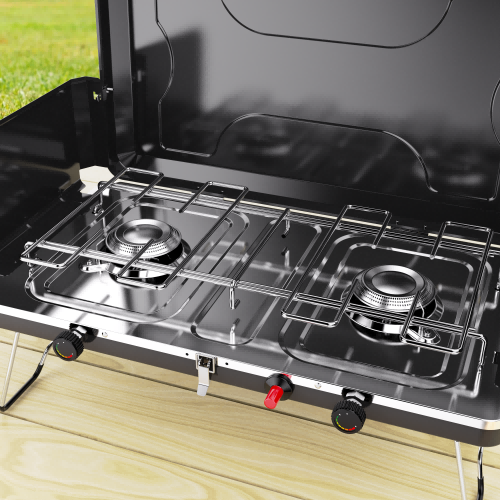 Портативная газовая плита Greaidea's Camping с 2 горелками и окрашенным корпусом
