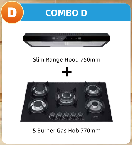 Greaidea's 5 burner gas hob and range hood combo set