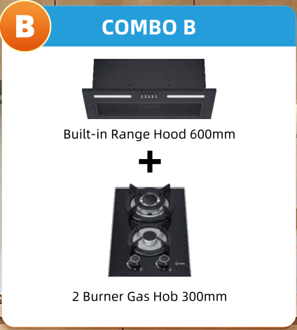 Greaidea's 2 burner gas hob and range hood combo set