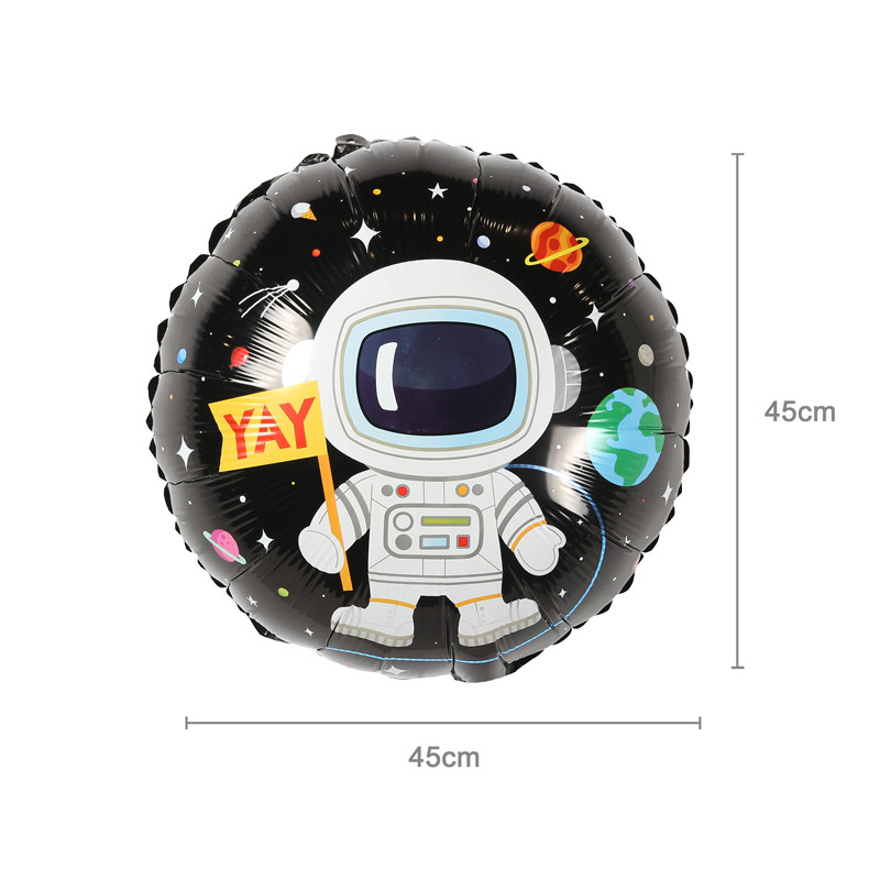 Black Spaceman Round Balloon