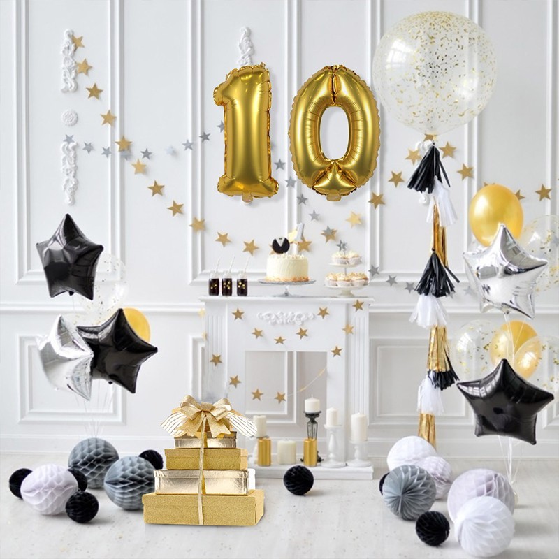 golden large foil number balloons