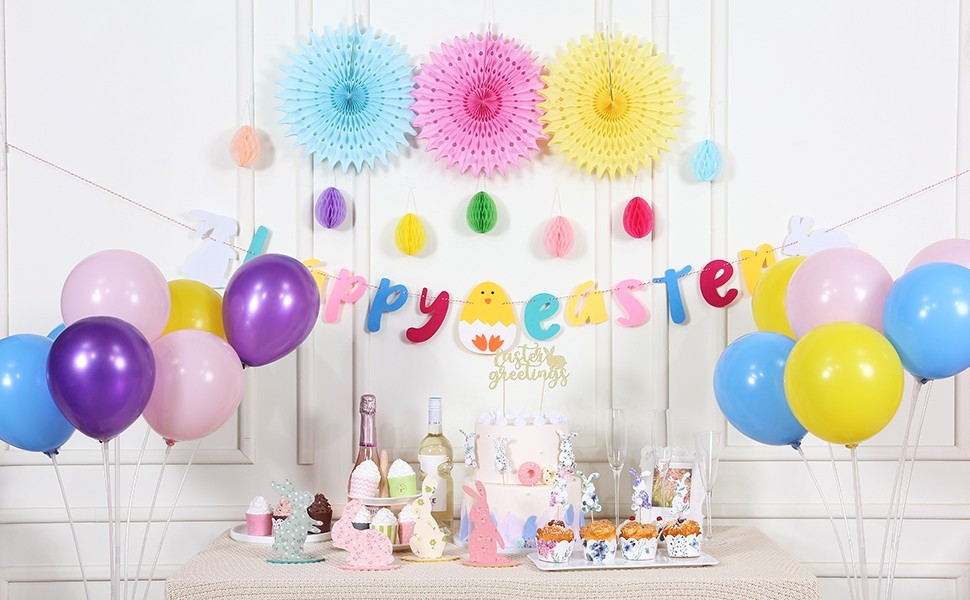 colorful Easter decorations set