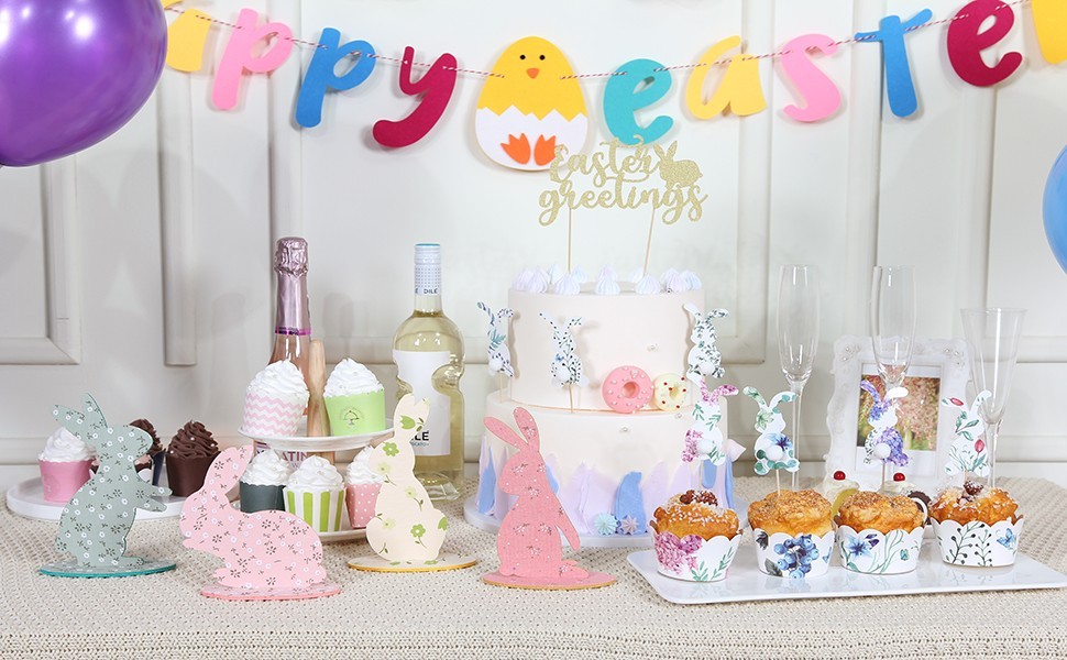 colorful Easter decorations set