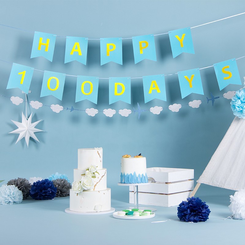 Baby Blue Happy 100 Day Themed Party Supplies