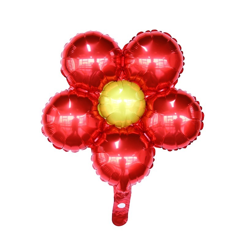 red flower shaped foil balloon