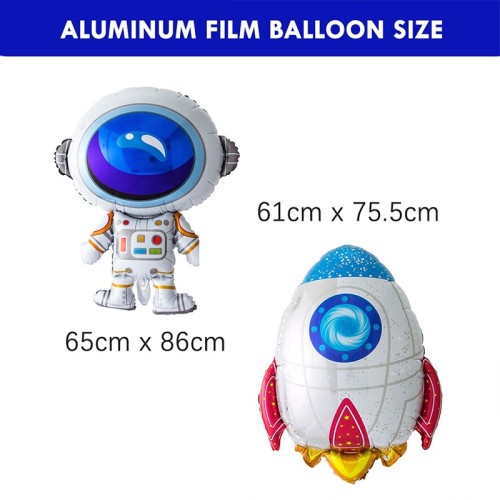 Kit de ballons d'anniversaire | Décoration de fête sur le thème de l'espace avec des ballons de fusée d'astronaute en toile de fond de l'espace