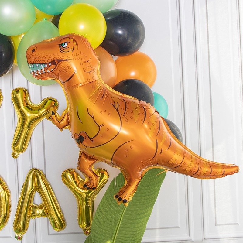 Orange foil dinosaur balloon