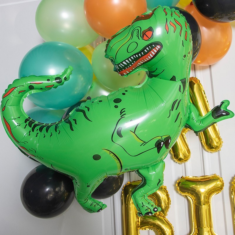 green foil dinosaur balloon