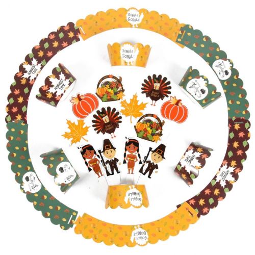 Kit de décorations et d'emballages pour cupcakes sur le thème de Thanksgiving | Fournisseur de décorations de fête Cupcake Harvest Day