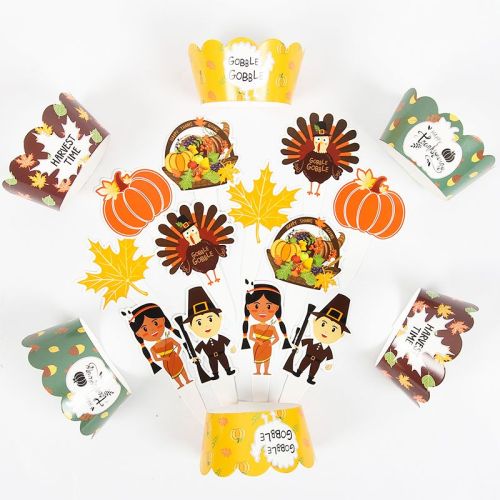 Kit de décorations de fête de Thanksgiving | Bannière sur le thème de la récolte Ballons Accessoires photo Fournisseur de cupcakes