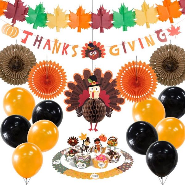 Wholesale Thanksgiving Party Decorations Kit | Fall Themed Harvest Day Party Supplies