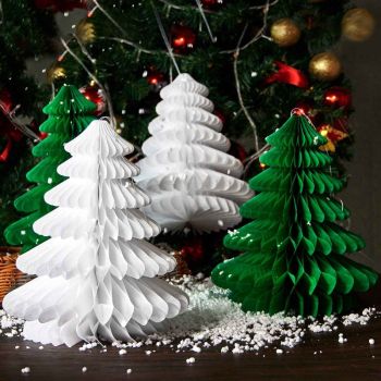 Christmas Paper Fans Tree Santa Hat Honeycomb | Christmas Party Hanging Decorations Kits Wholesale