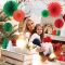 Weihnachtspapierfächer Baum Weihnachtsmütze Waben | Großhandel mit hängenden Dekorationssets für Weihnachtsfeiern