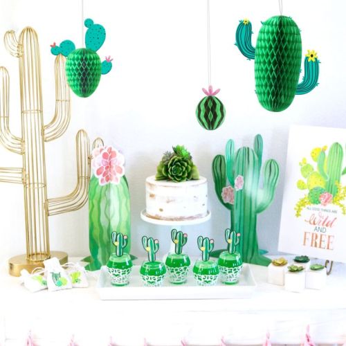 SUNBEAUTY Kit de décorations en nid d'abeille Cactus pastèque pour fournitures de fête en gros