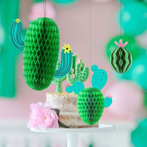 SUNBEAUTY Kit de décorations en nid d'abeille Cactus pastèque pour fournitures de fête en gros