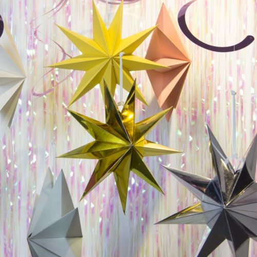 Vente en gros de lanternes en étoile en papier à 9 pointes pour le décor de célébration de fête d'anniversaire de vacances de Noël