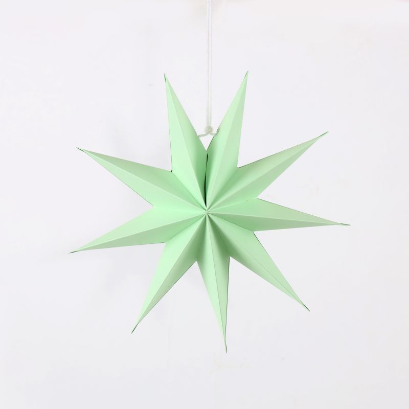 light green 9 pointed paper stars