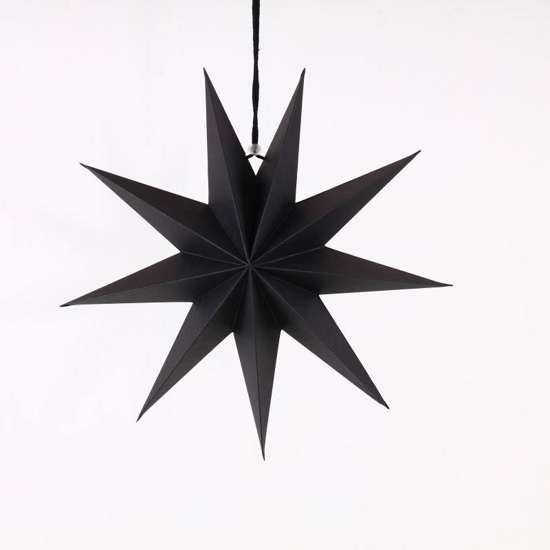 black 9 pointed paper stars