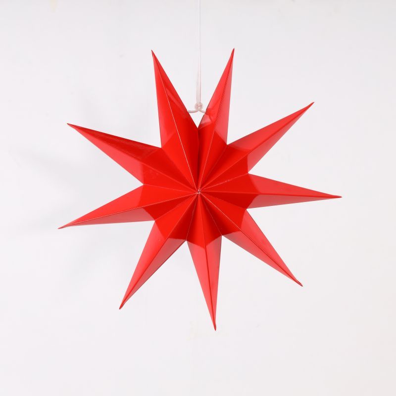 red 9 pointed paper stars