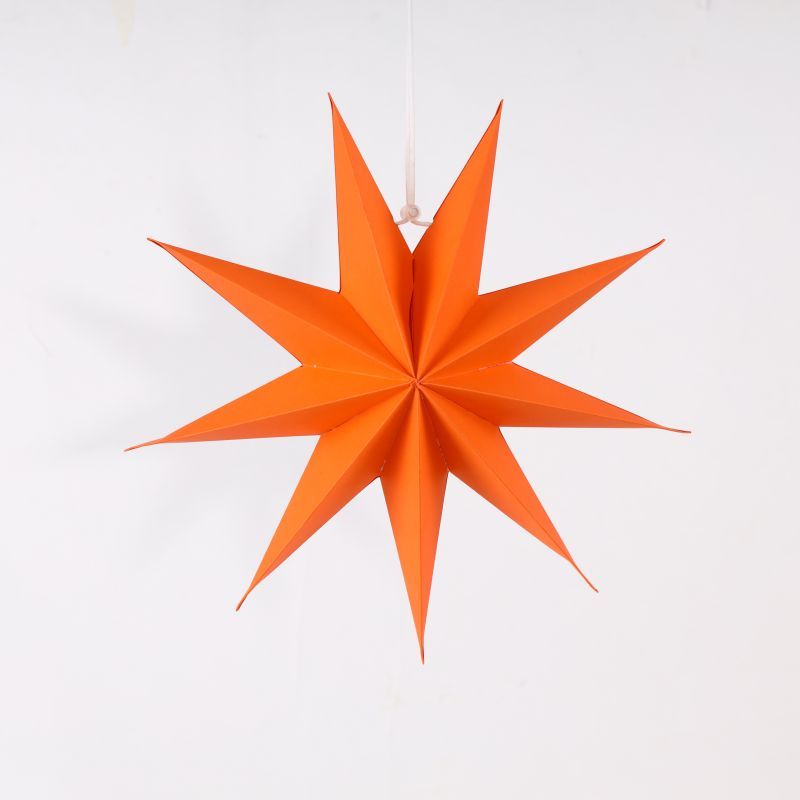 orange 9 pointed paper stars