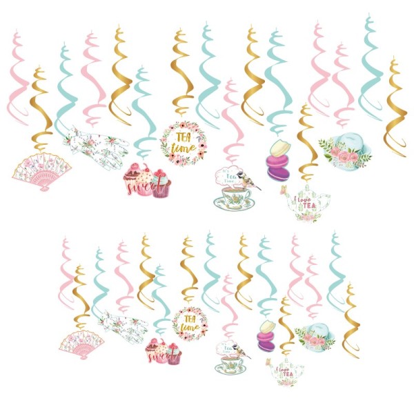 JOYEET Tea Party Hanging Swirl Dekorationen für Tea Theme Baby Shower Girls Birthday Decor Supplier