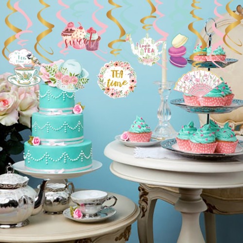 JOYEET Tea Party Suspendus Swirl Décorations pour Thé Thème Baby Shower Filles Anniversaire Décor Fournisseur