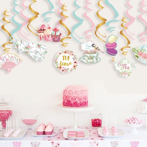 SUNBEAUTY Tea Party Suspendus Swirl Décorations pour Thé Thème Baby Shower Filles Anniversaire Décor Fournisseur