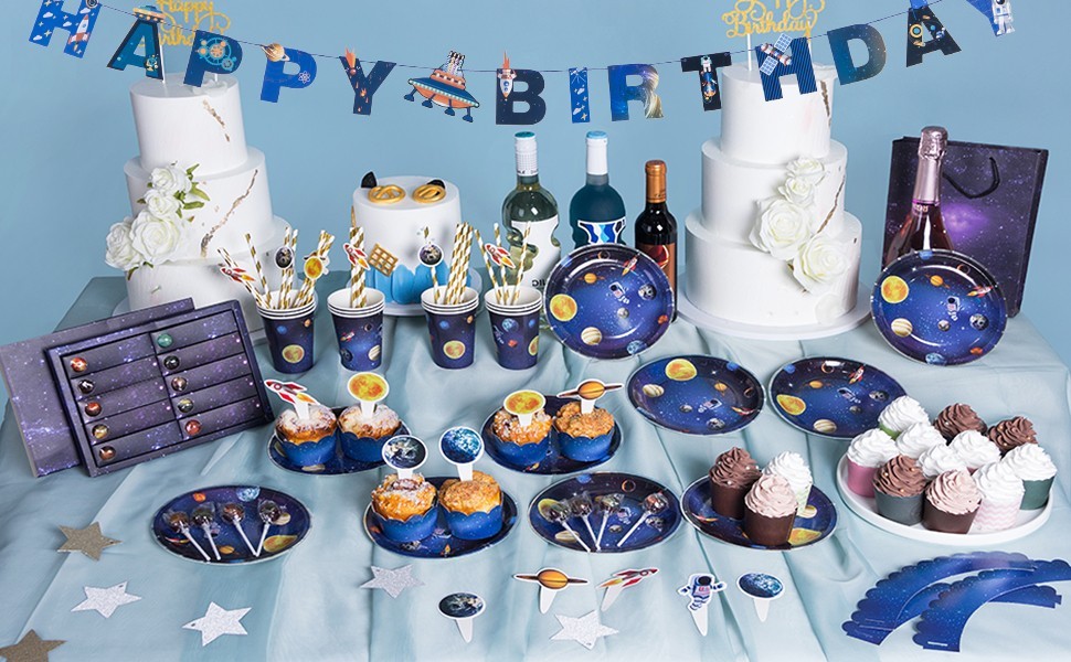 Space-themed party tableware